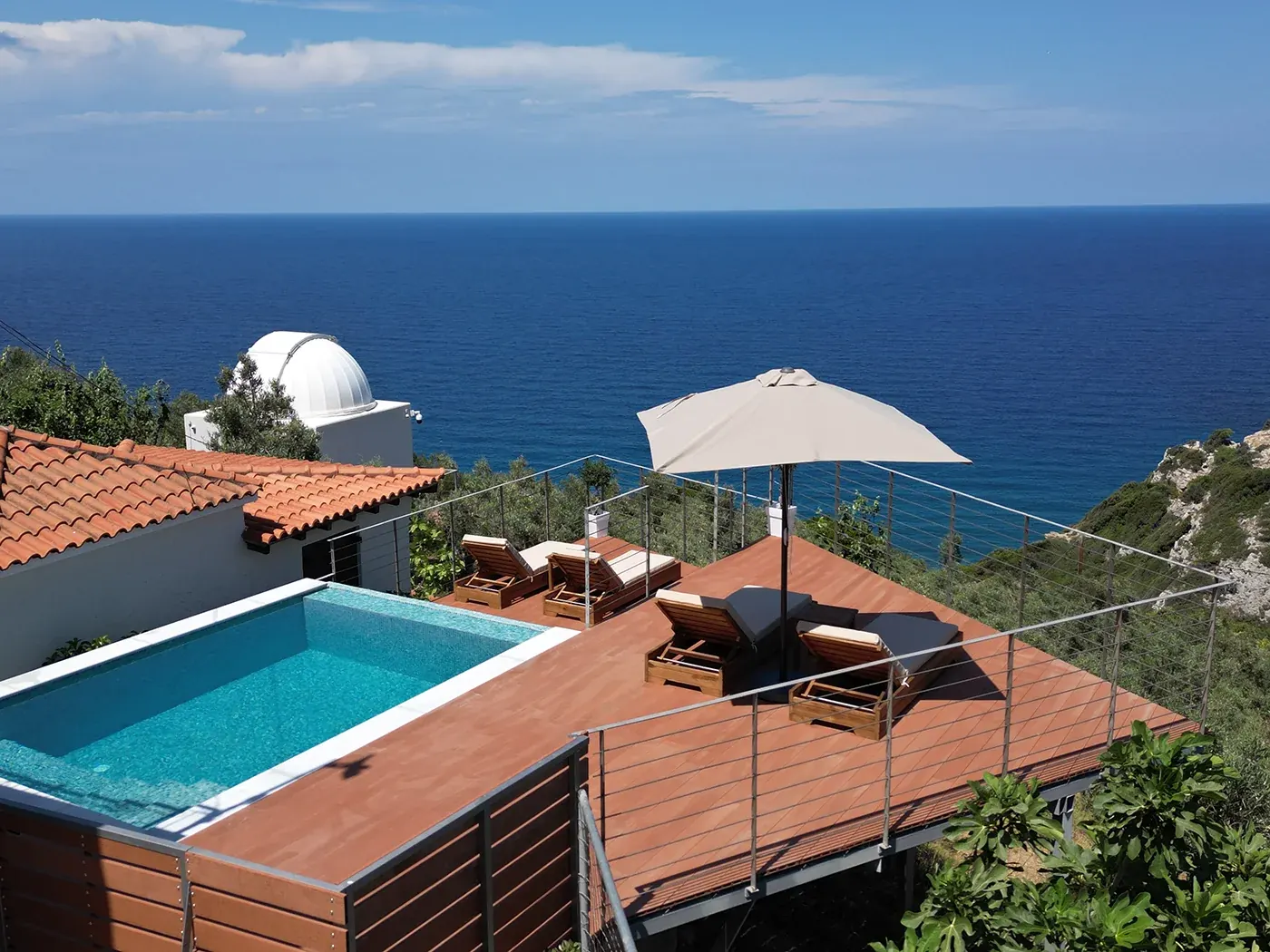 The pool deck high above the open sea