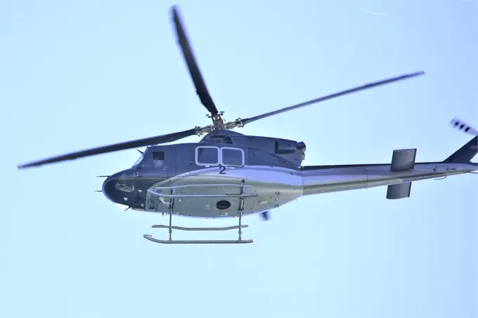 A helicopter in flight
